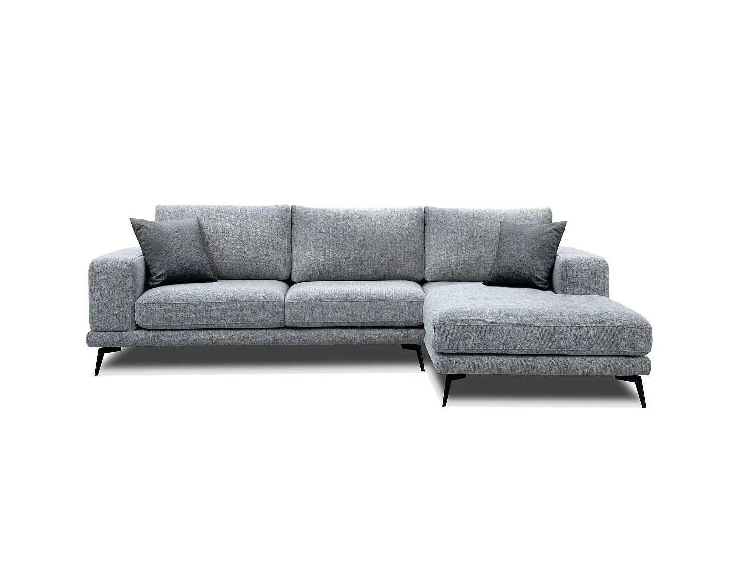 Canapé d'angle 4 places tissu gris clair - MEDIOLANE