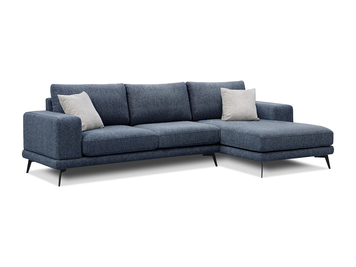 MEDIOLANE Ecksofa 4-Sitzer rechts, marineblau