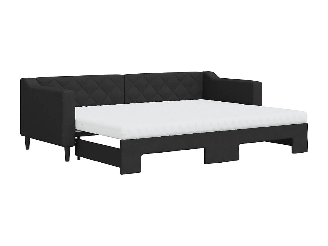 Sofá-cama com gavetão e colchões 80x200 cm tecido preto