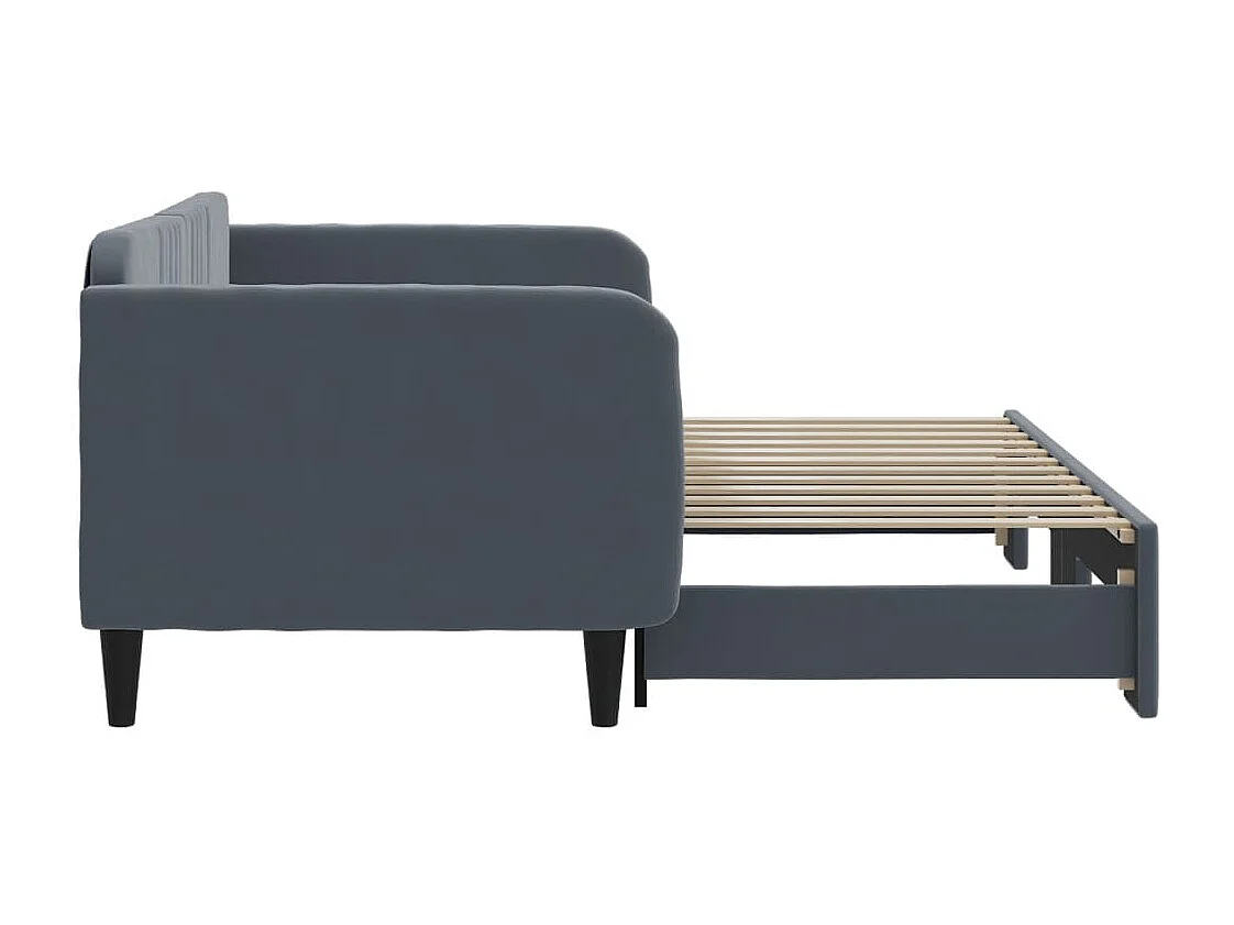 Sofá-cama com gavetão 90x200 cm veludo cinzento-escuro