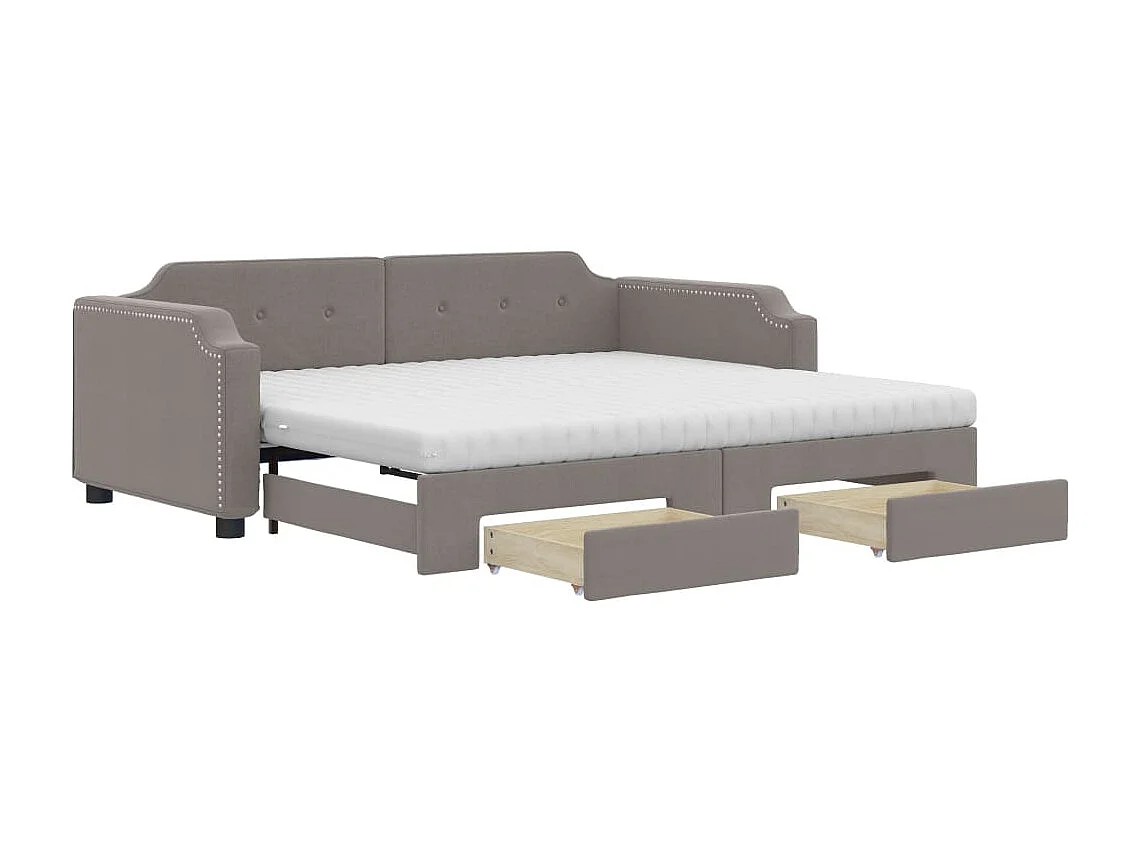 Divano Letto Estraibile con Cassetti Tortora 80x200 cm Tessuto