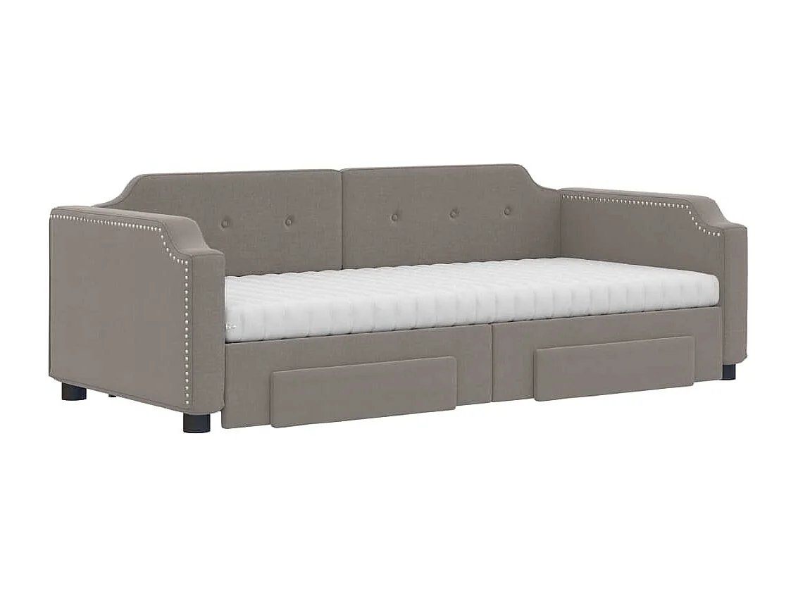 Divano Letto Estraibile con Cassetti Tortora 80x200 cm Tessuto