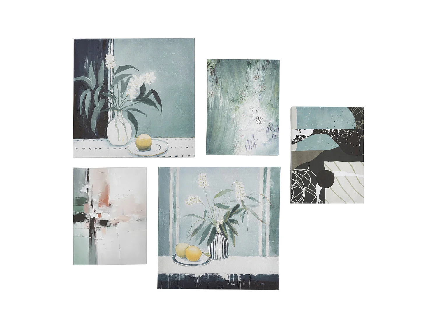 Lot de 5 toiles imprimées nuance Bleu et Vert