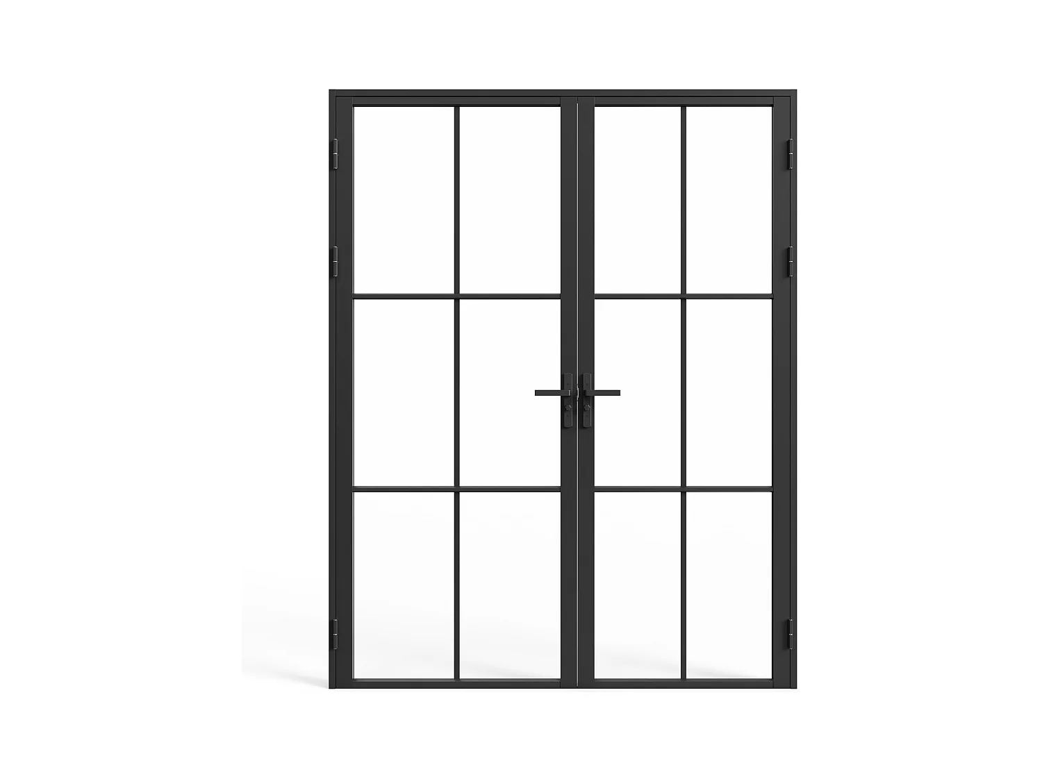 Bloc porte à deux battants en aluminium et verre trempé - 2 x H204 x L83 cm - Noir - SEROTO