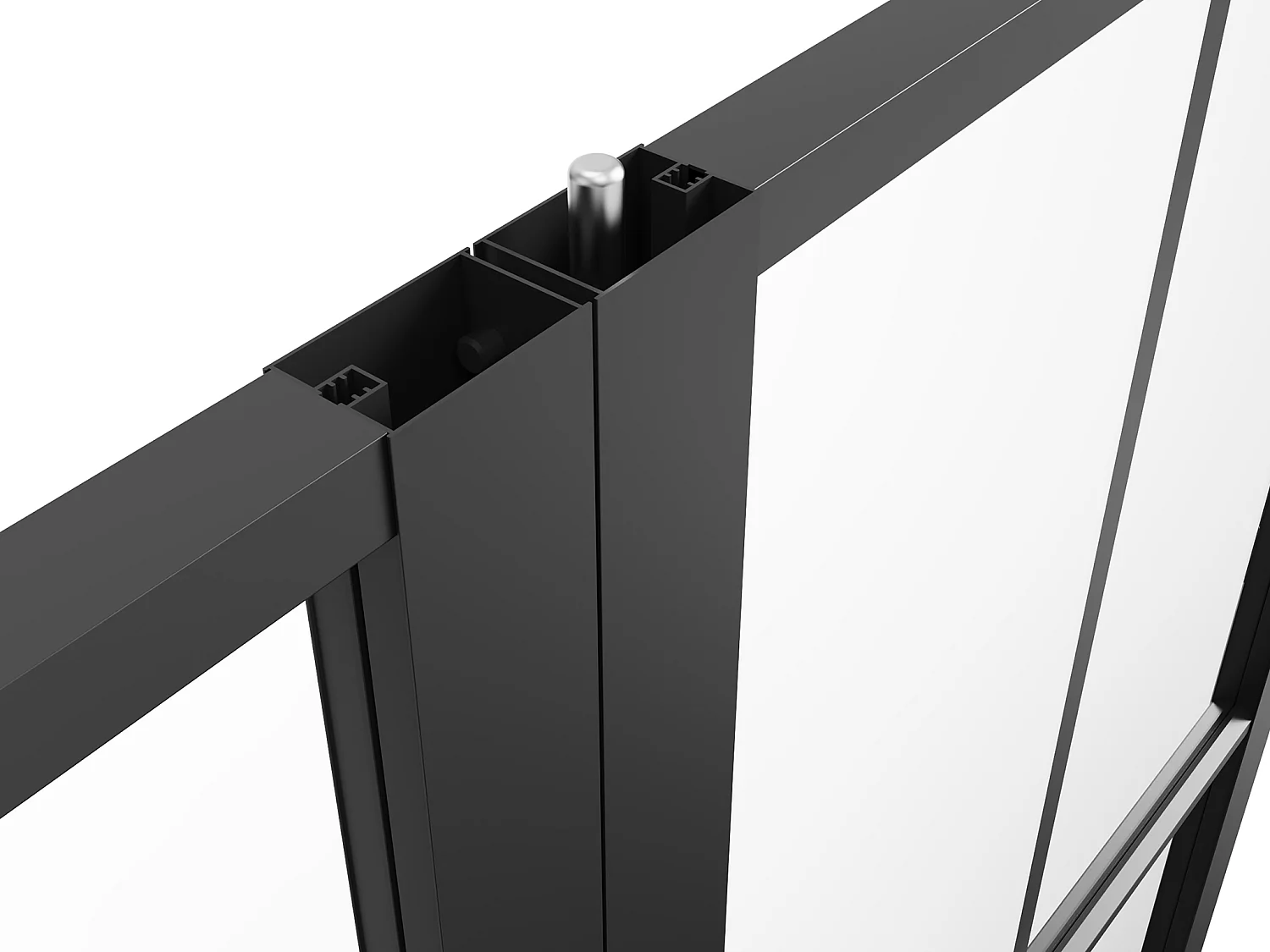 Bloc porte à deux battants en aluminium et verre trempé - 2 x H204 x L93 cm - Noir - SEROTO