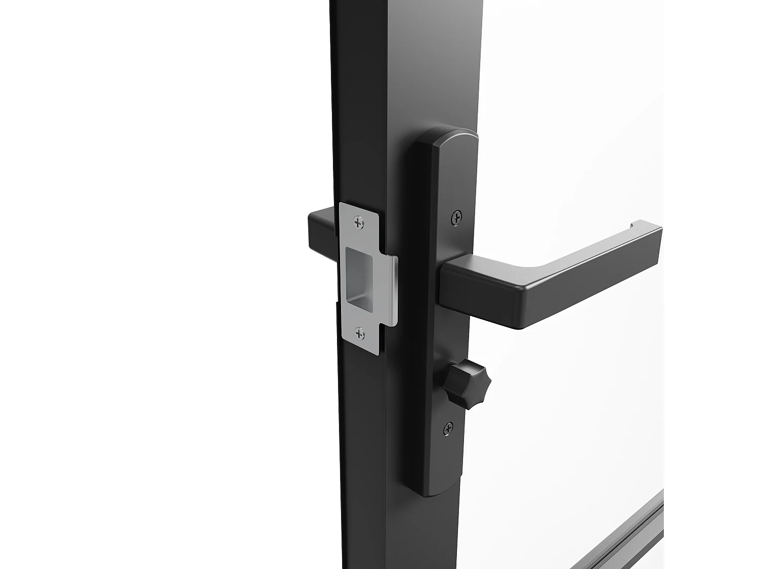 Bloc porte à deux battants en aluminium et verre dépoli - 2 x H204 x L73 cm - Noir - SEROTO