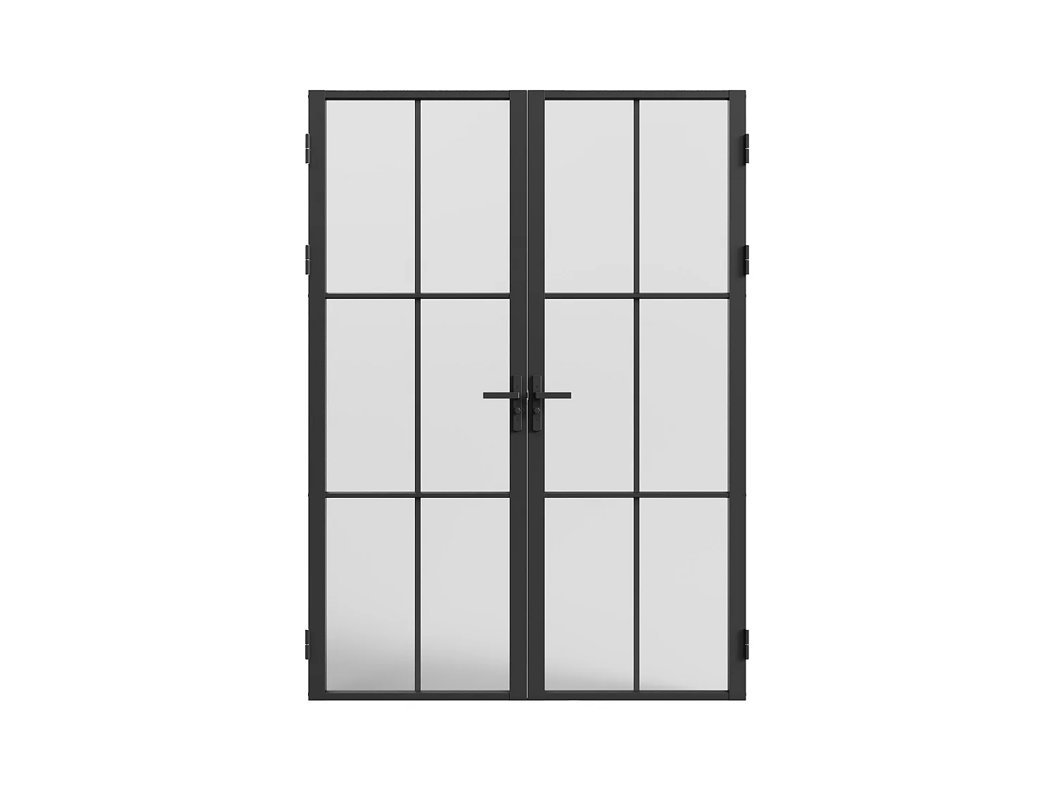 Puerta de doble hoja en aluminio y vidrio esmerilado - 2 x Alt. 204 x L83 cm - Negro - SEROTO