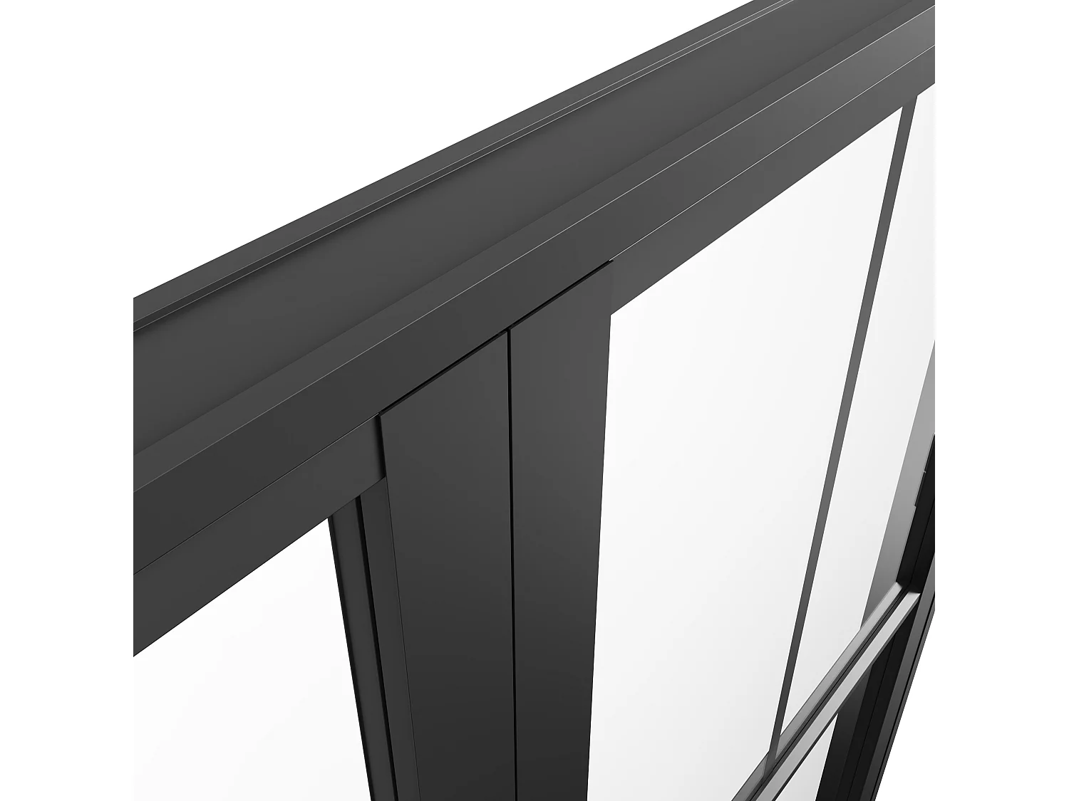 Puerta de doble hoja en aluminio y vidrio esmerilado - 2 x Alt. 204 x L83 cm - Negro - SEROTO