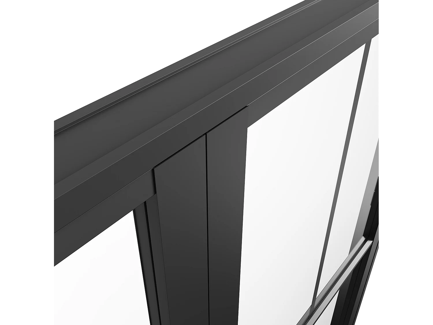 Tür-Set - zwei Flügel - Aluminium & Glas mattiert - 2 x 204 x 83 cm - Schwarz - SEROTO