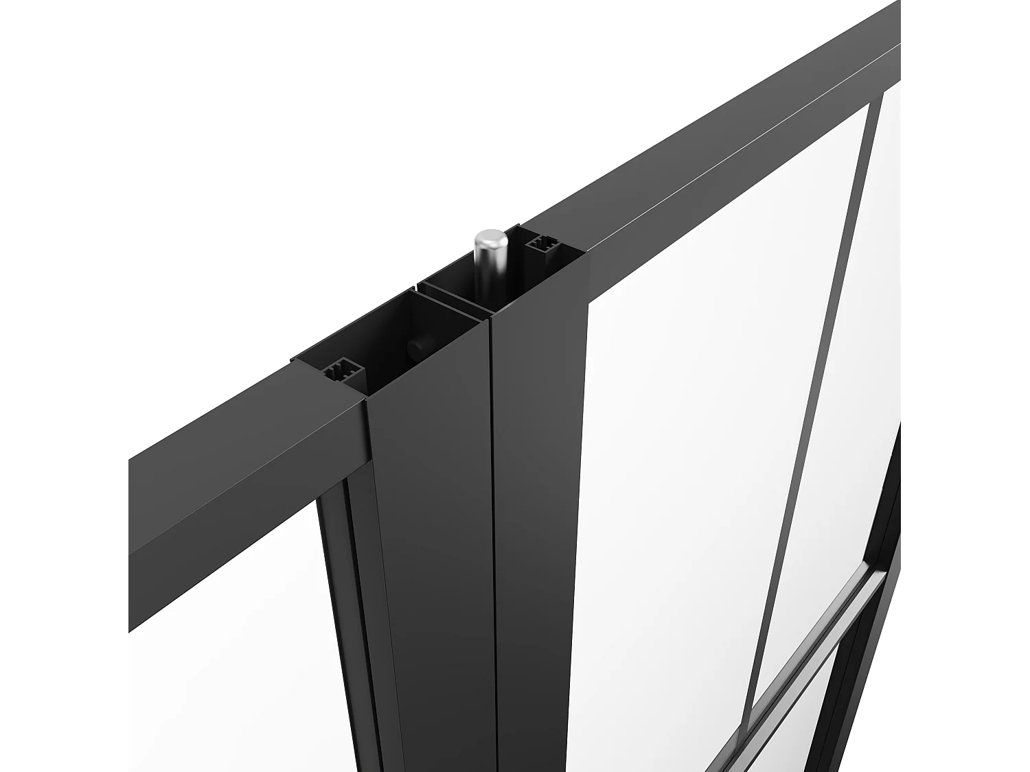 Tür-Set - zwei Flügel - Aluminium & Glas mattiert - 2 x 204 x 83 cm - Schwarz - SEROTO