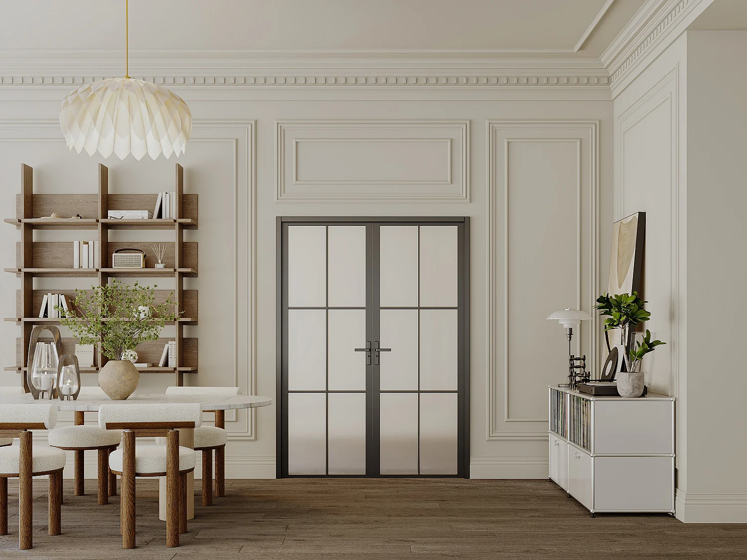 Tür-Set - zwei Flügel - Aluminium & Glas mattiert - 2 x 204 x 93 cm - Schwarz - SEROTO