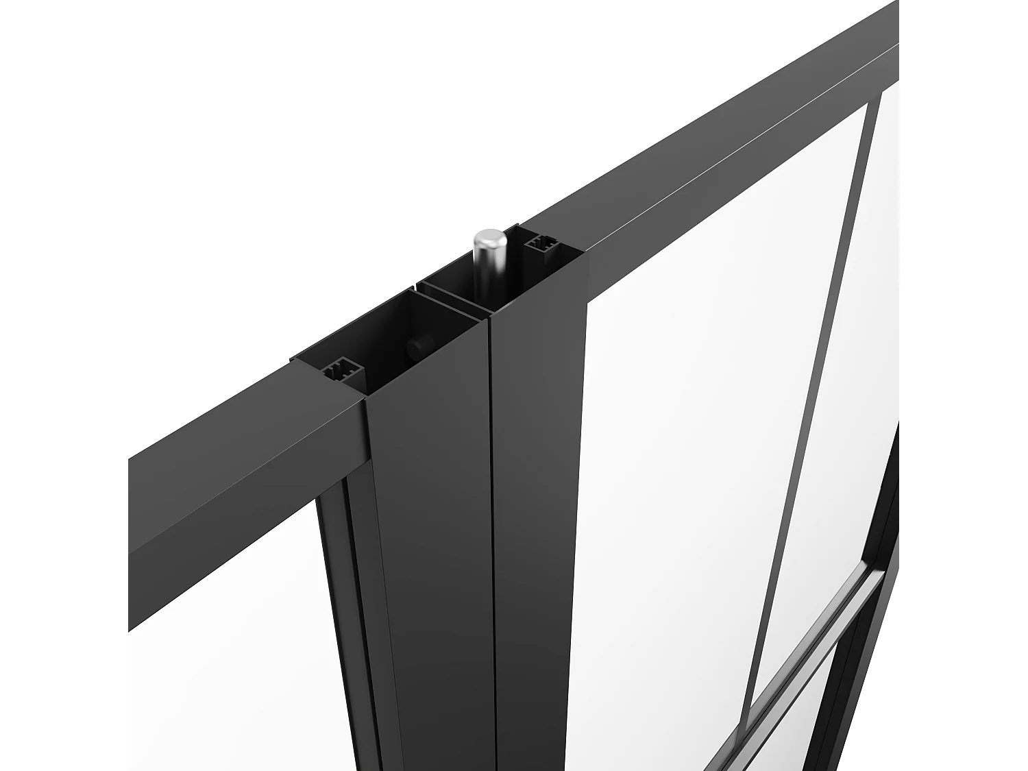 Bloc porte à deux battants en aluminium et verre dépoli - 2 x H204 x L93 cm - Noir - SEROTO