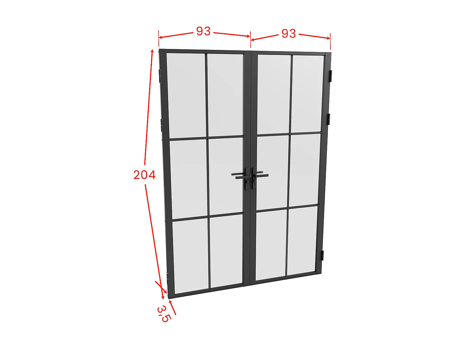 Bloc porte à deux battants en aluminium et verre dépoli - 2 x H204 x L93 cm - Noir - SEROTO