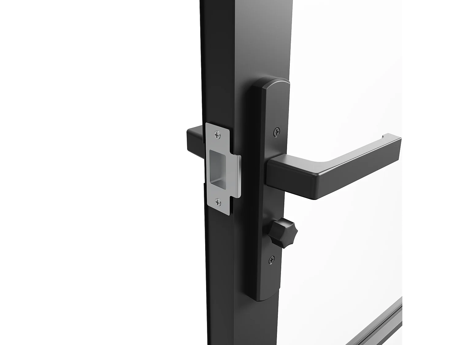 Tür-Set - zwei Flügel - Aluminium & Glas mattiert - 2 x 204 x 93 cm - Schwarz - SEROTO