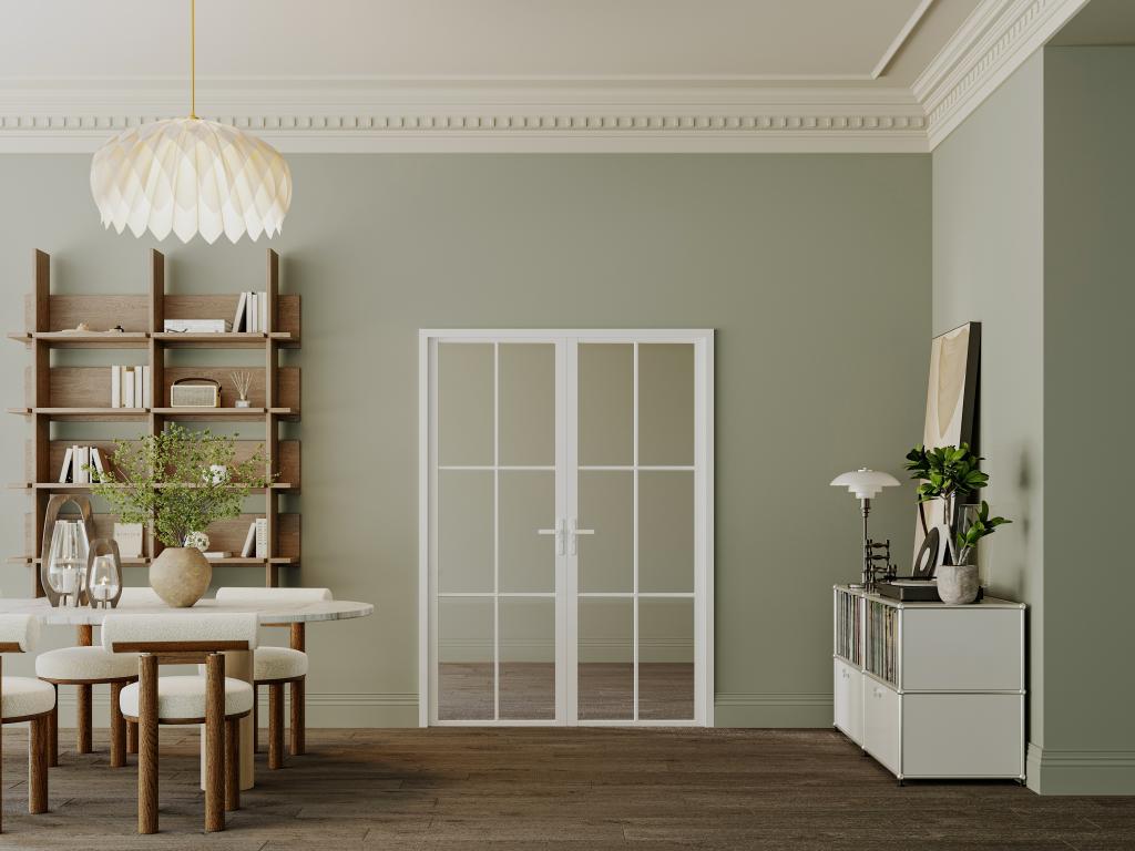 Bloc porte réversible à deux battants en aluminium et verre trempé - Blanc - 2 x H204 x L73 cm - SEROTO