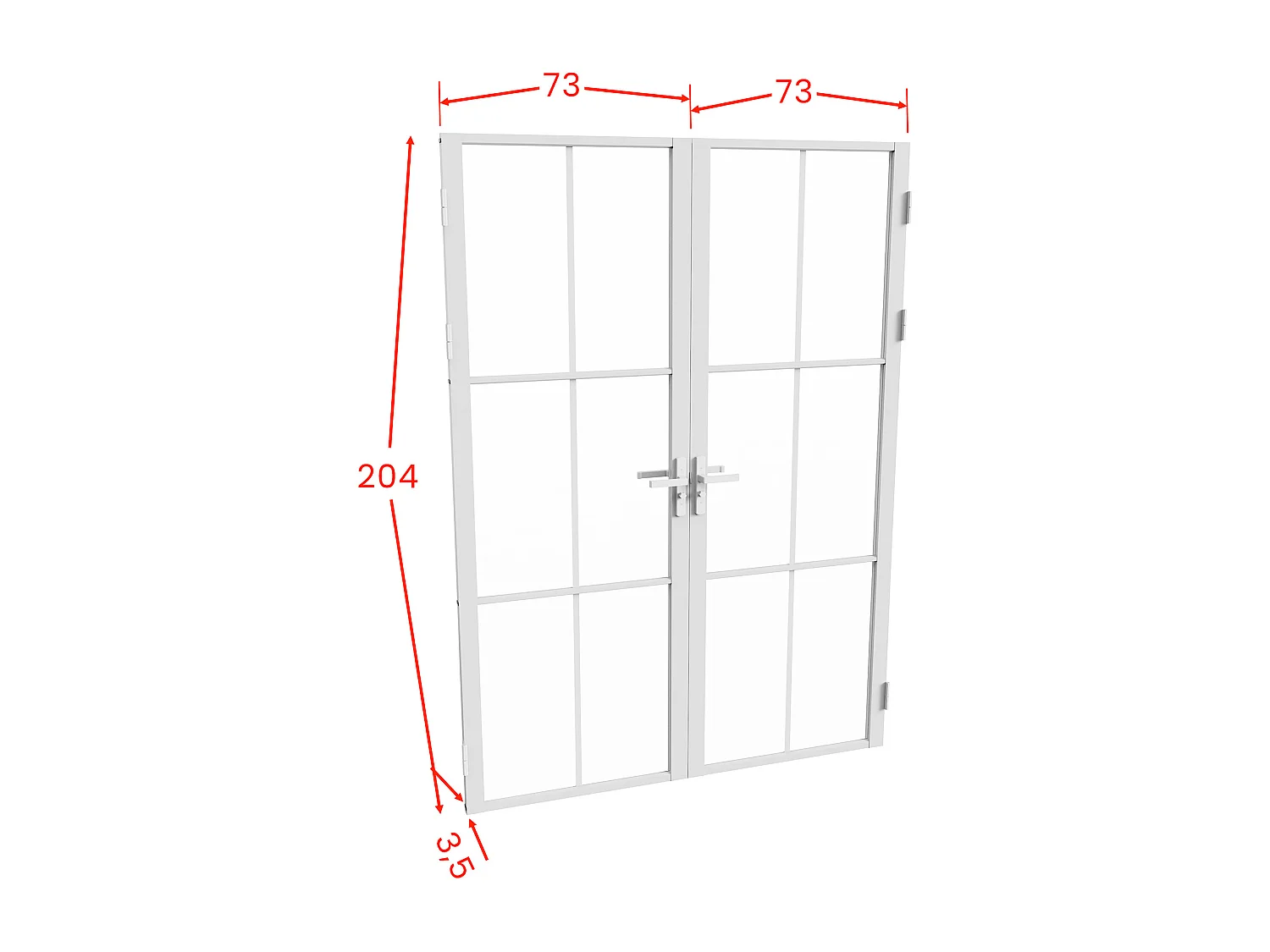 Tür-Set - zwei Flügel - wendbar - Aluminium & Sicherheitsglas - 2 x 204 x 73 cm - Weiß - SEROTO