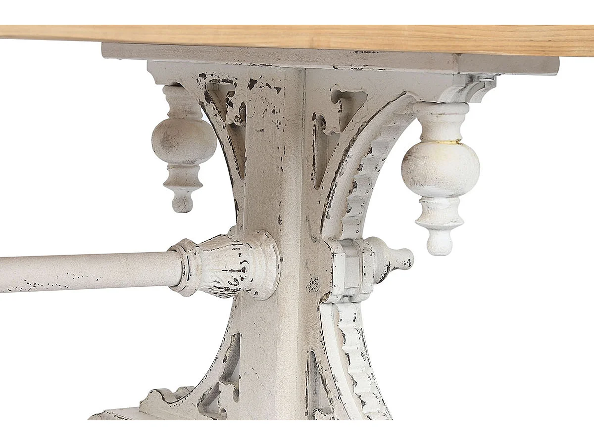 Table basse, table de salon en bois de sapin coloris blanc, naturel - longueur 110 x profondeur 65 x Hauteur 46 cm