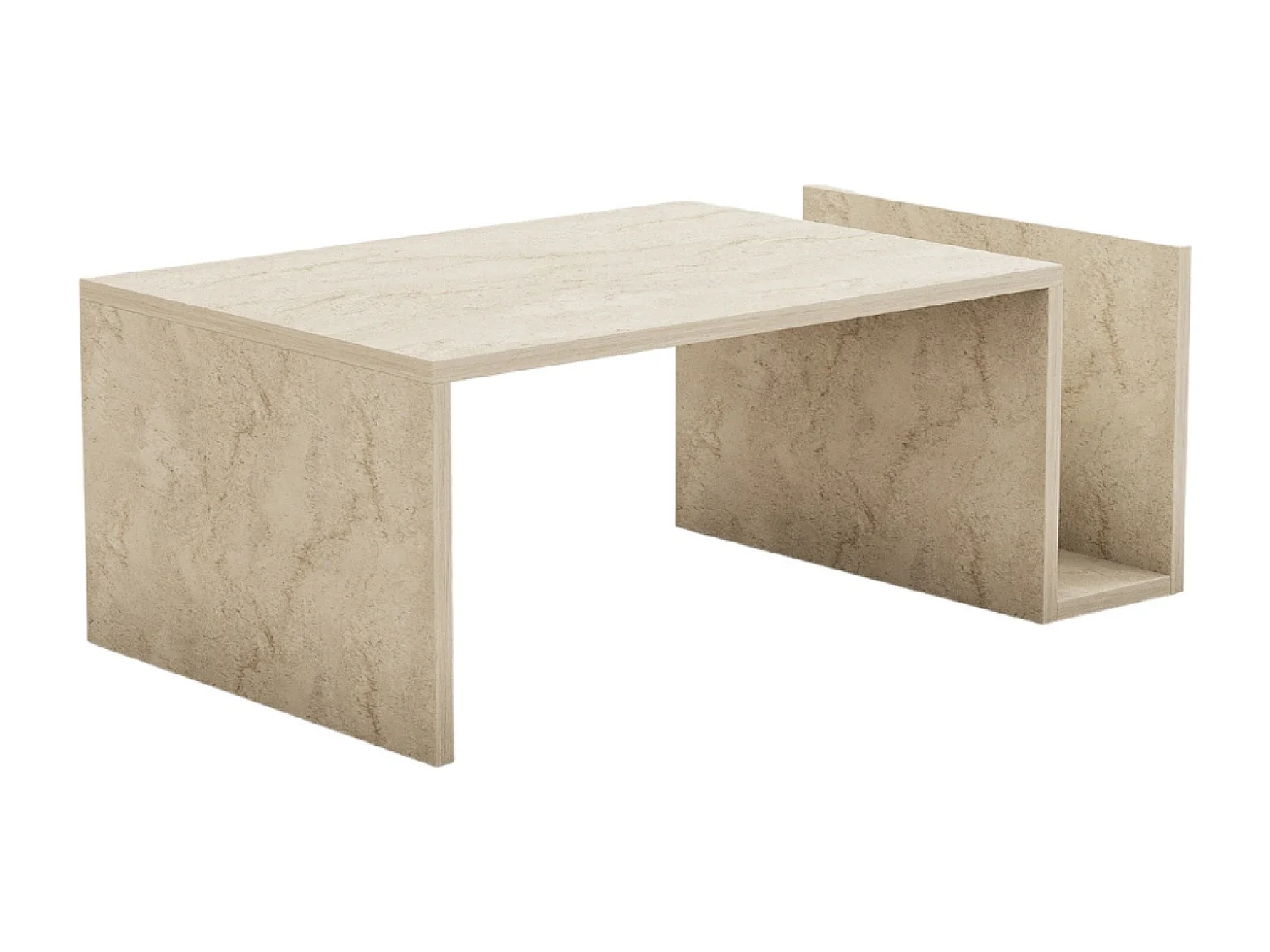 Salontafel van hout met steeneffect en tijdschriftenrek MELMO