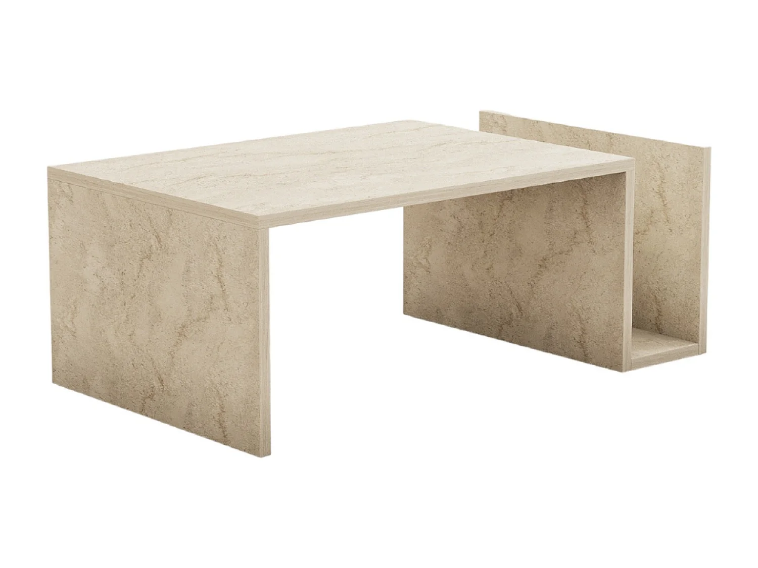 Table basse en bois effet pierre avec porte magazines MELMO