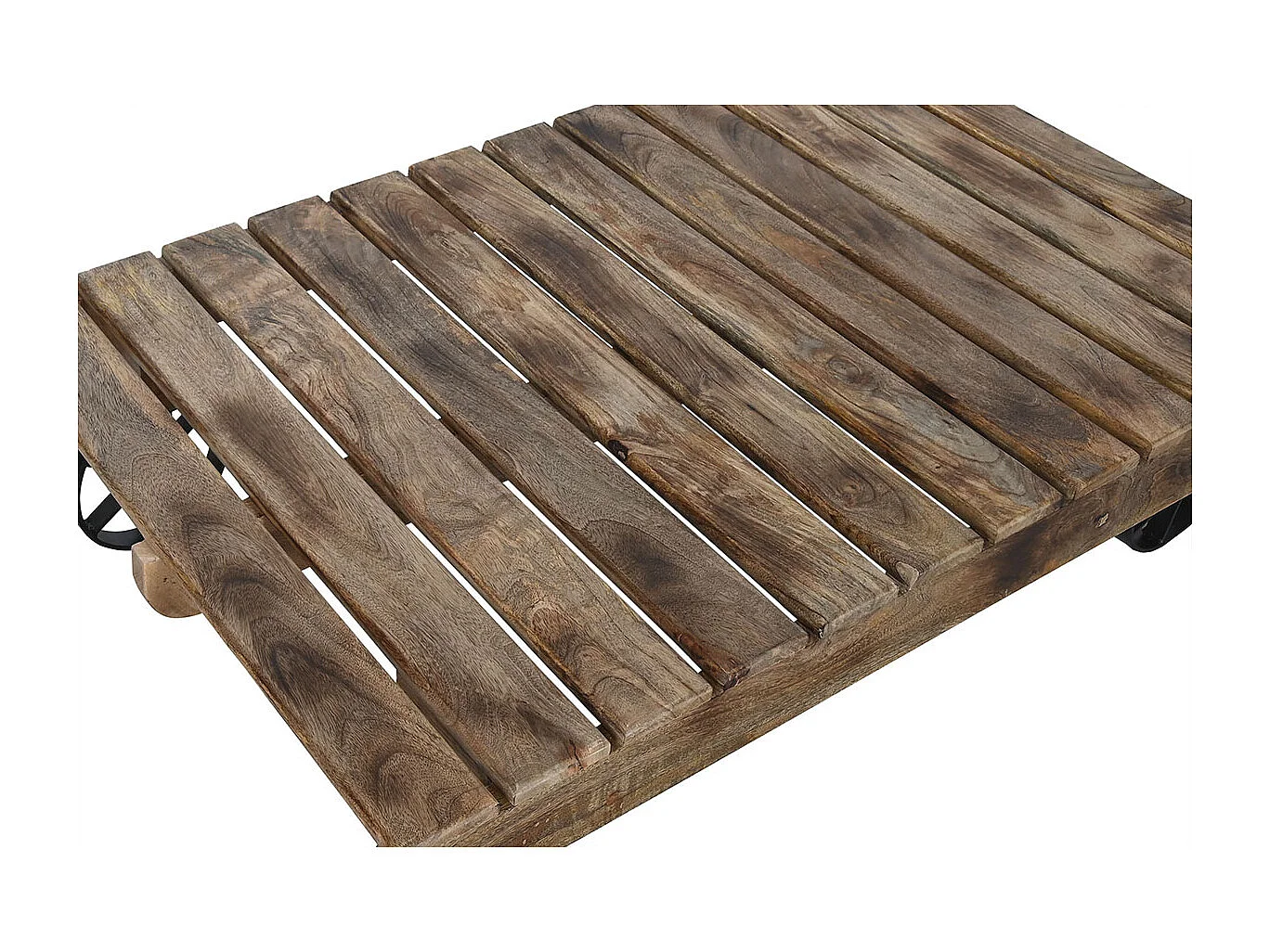 Table basse, table de salon en bois coloris naturel et métal noir -longueur 130 x profondeur 80 x Hauteur 32 cm