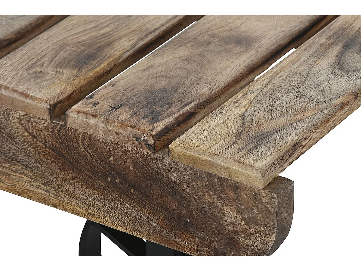 Table basse, table de salon en bois coloris naturel et métal noir -longueur 130 x profondeur 80 x Hauteur 32 cm