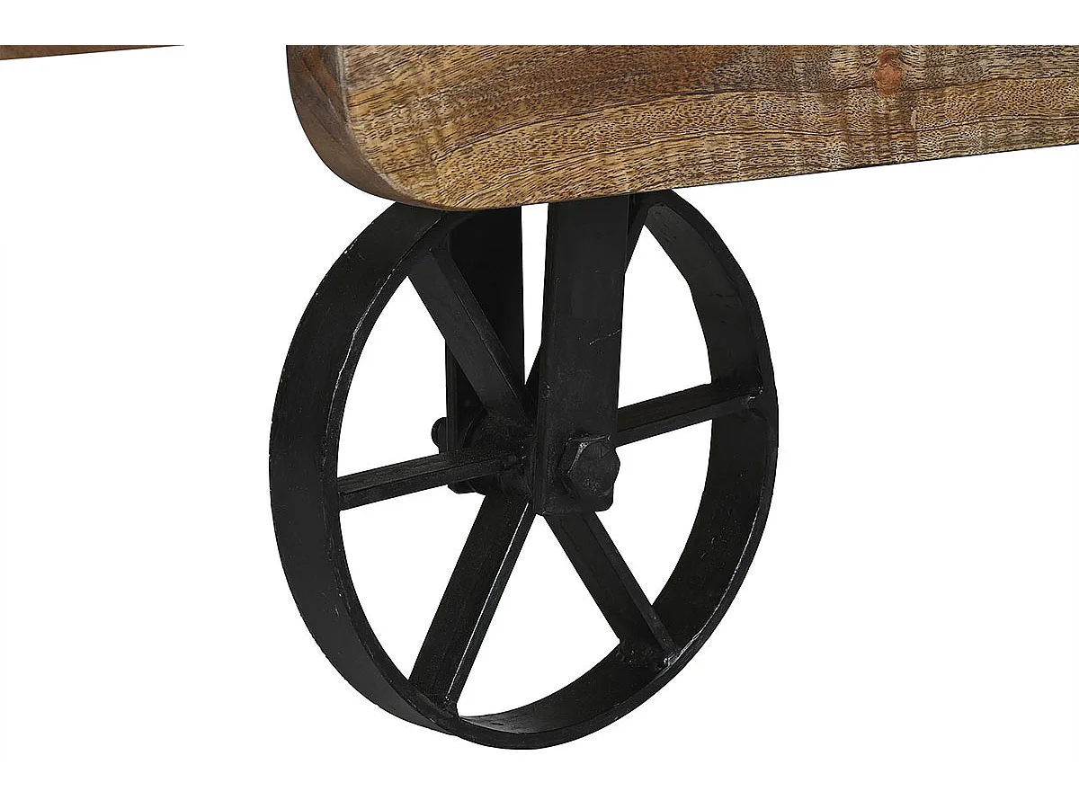 Table basse, table de salon en bois coloris naturel et métal noir -longueur 130 x profondeur 80 x Hauteur 32 cm