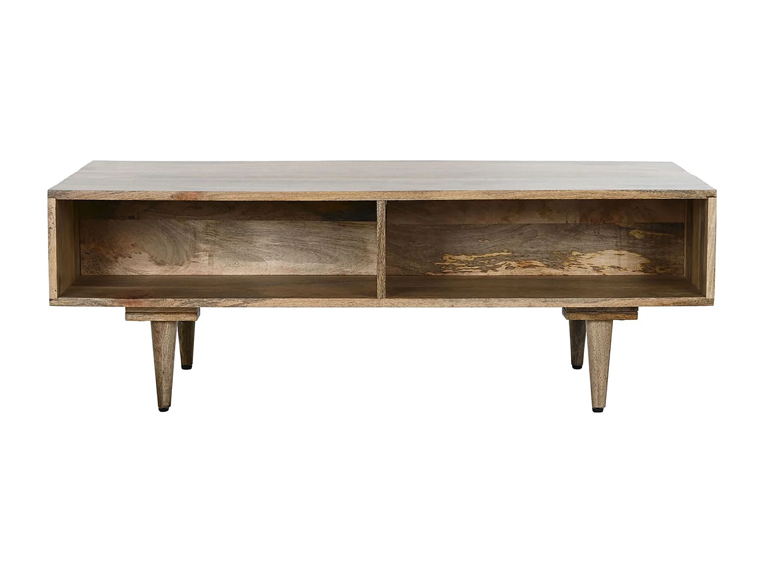 Table basse, table de salon en bois de manguier coloris naturel, blanc  - longueur 115 x profondeur 60 x Hauteur 40 cm