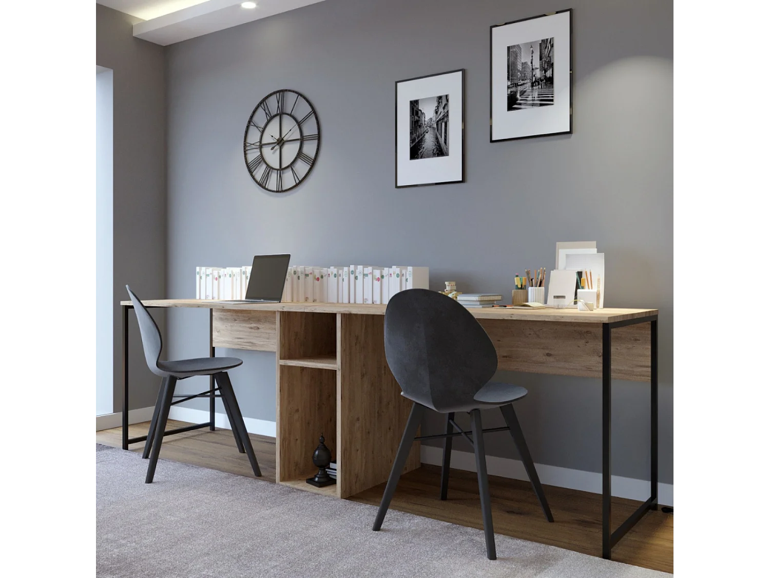 Moderne houten bureau met opbergvakken - KILI KILI