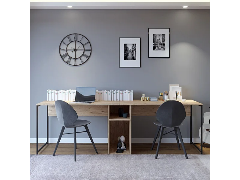 Bureau 2 personnes en bois avec niches KILI