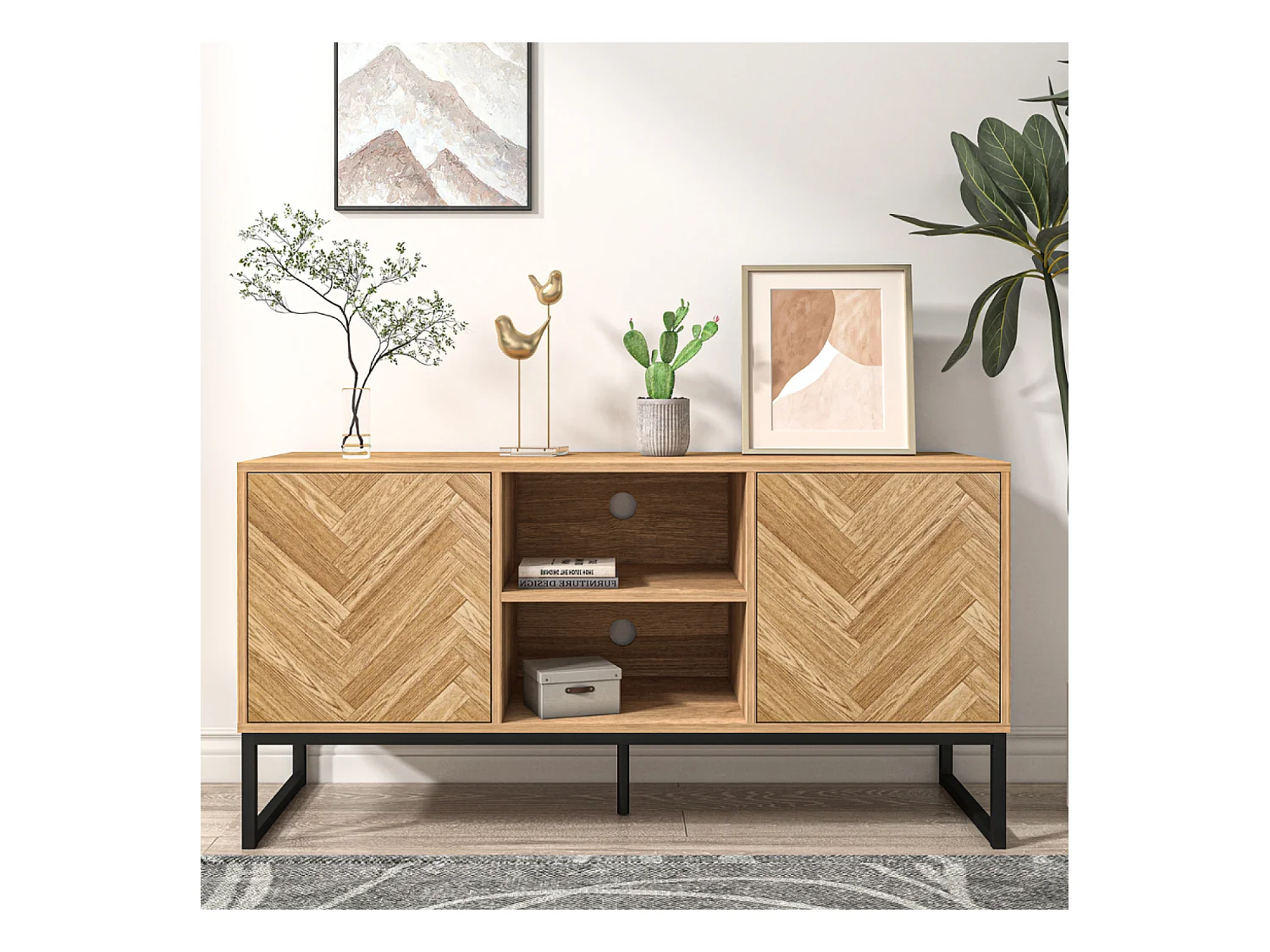 Buffet effet chevron 2 portes et 2 niches CHEVRON