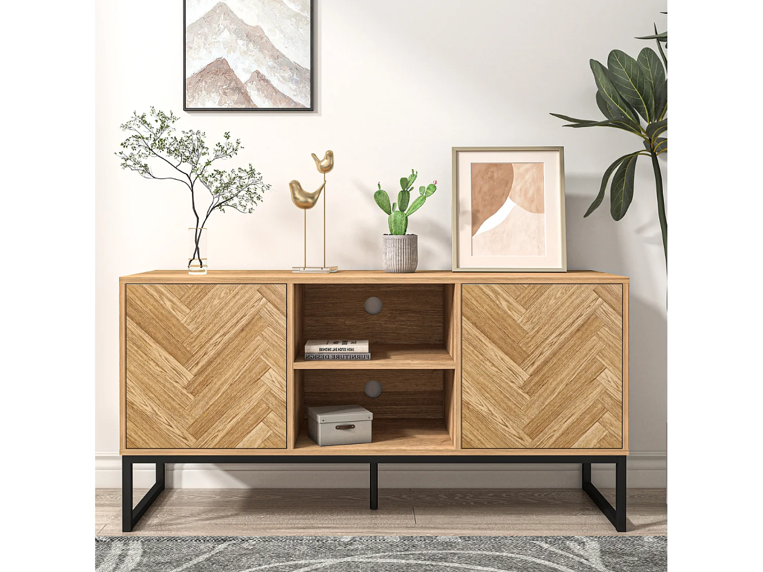 Buffet effet chevron 2 portes et 2 niches CHEVRON