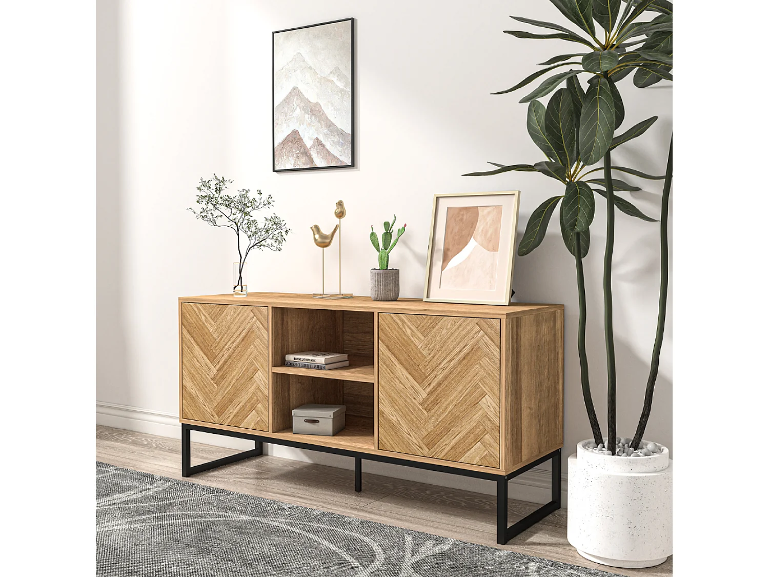 Buffet effet chevron 2 portes et 2 niches CHEVRON