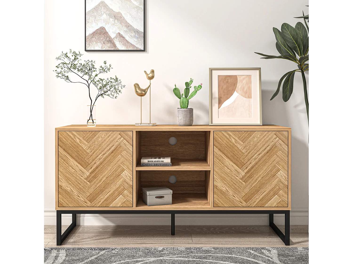 Buffet effet chevron 2 portes et 2 niches CHEVRON