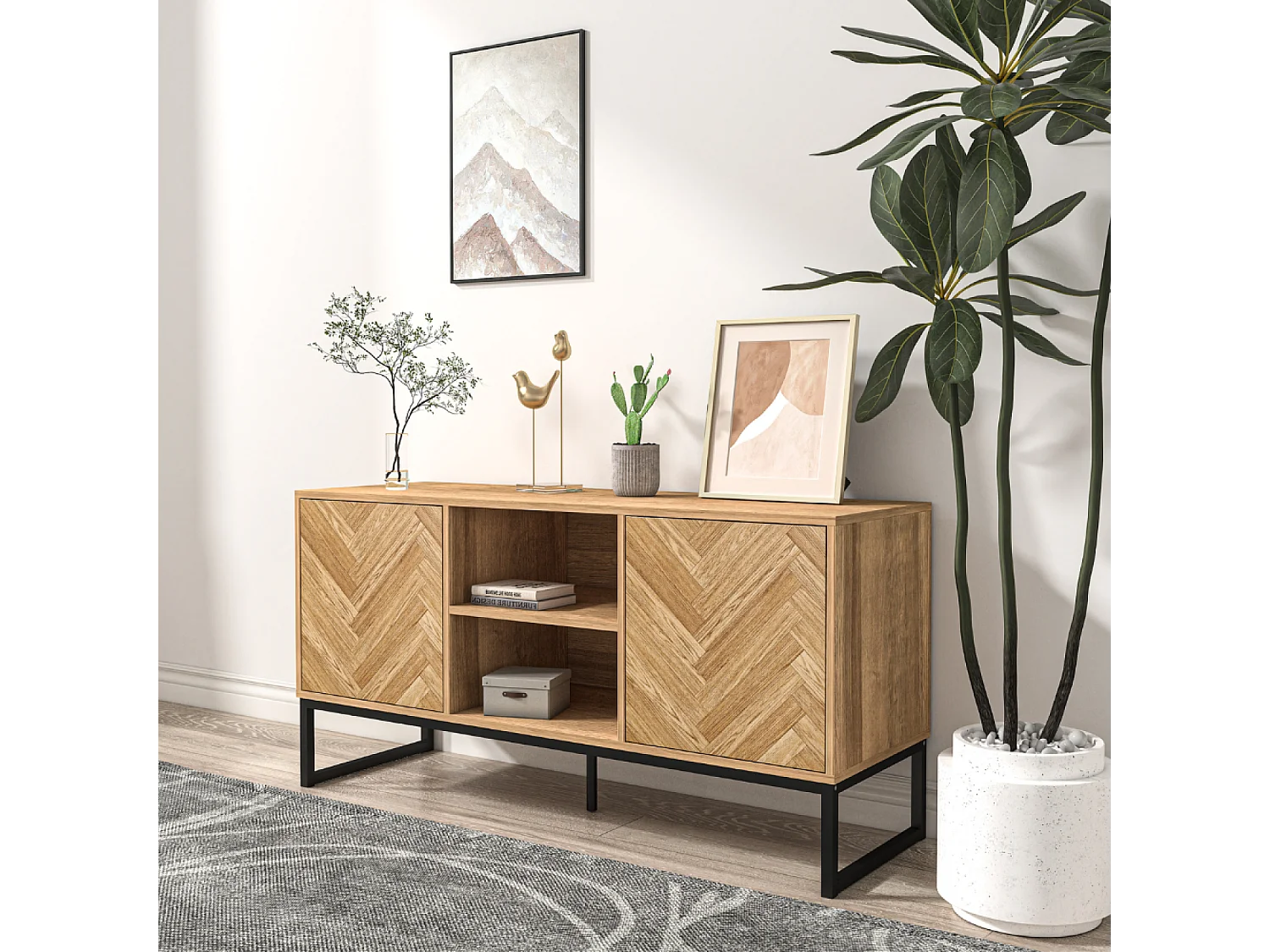 Buffet effet chevron 2 portes et 2 niches CHEVRON