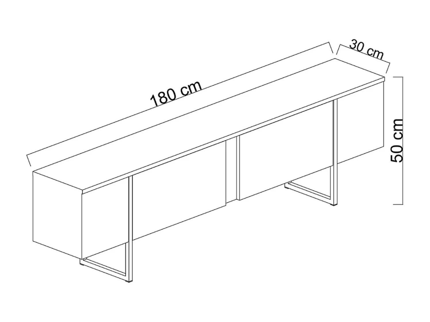 TV-meubel Antraciet en Zwart 2 Deuren 180cm LUXOR - Eigentijds Design