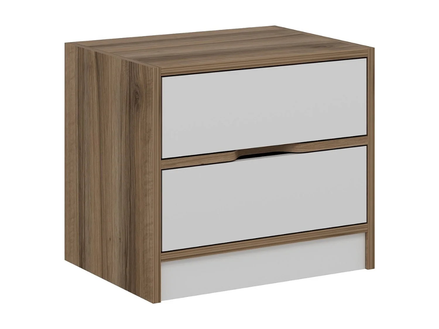 Table de chevet bois et blanc 2 tiroirs MOLDE