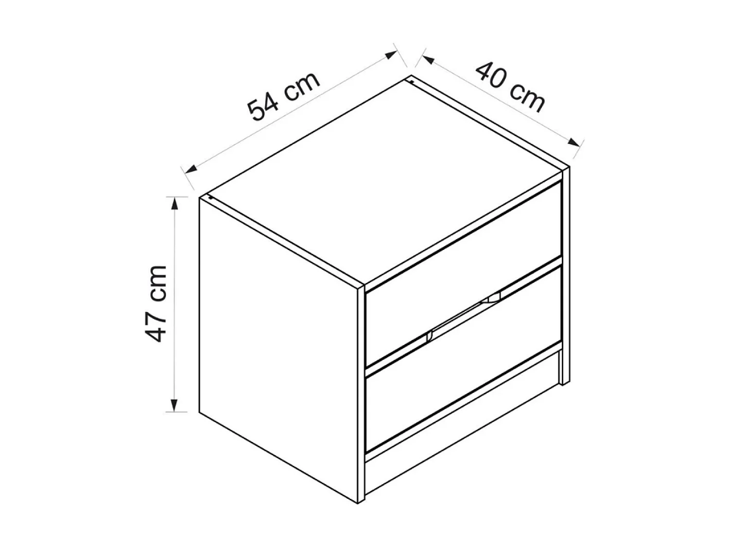 Table de chevet bois et blanc 2 tiroirs MOLDE