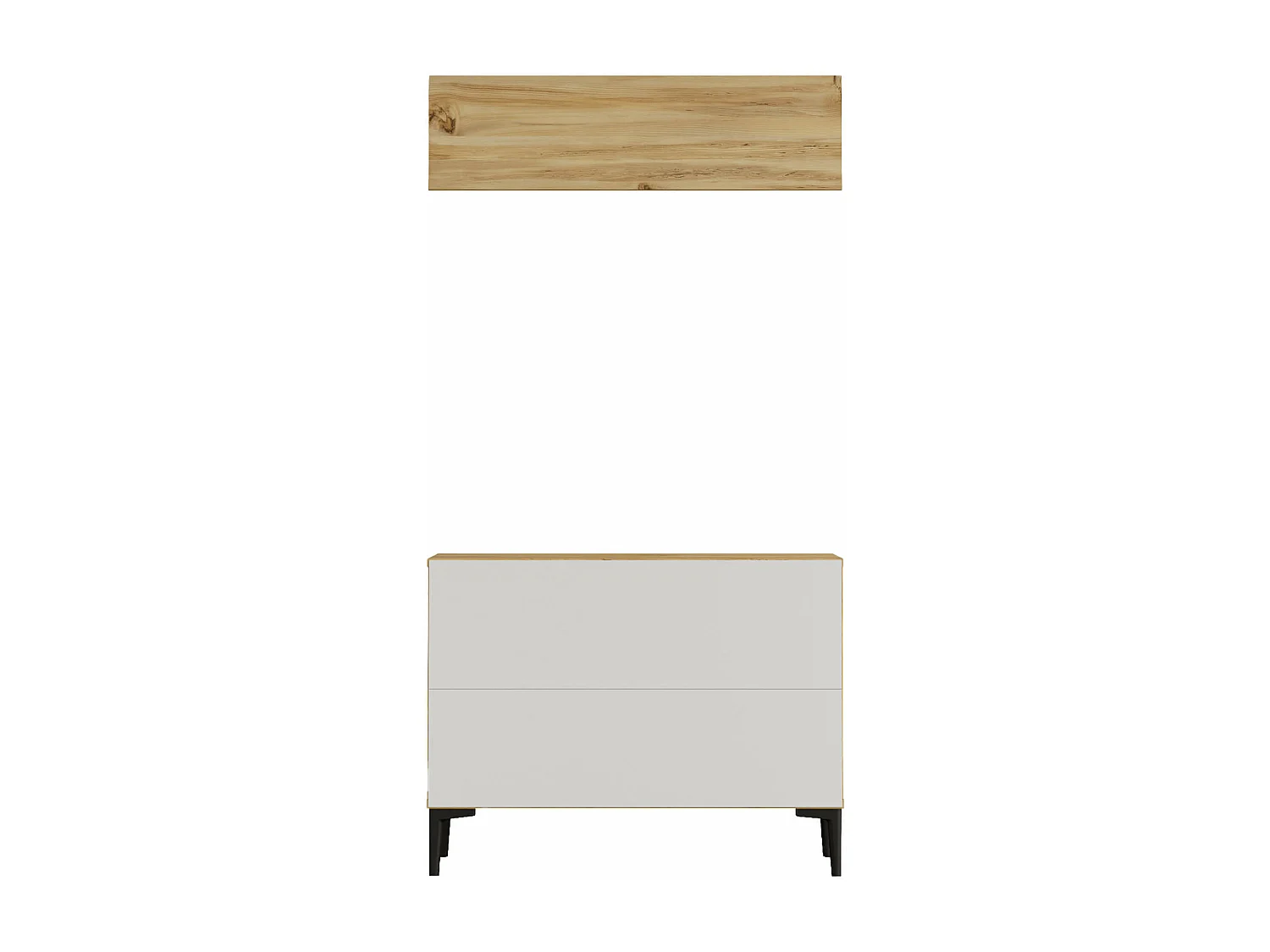 Porte-chaussures et manteaux Rebecca Mobili Roka 68,5x90x35 Panneau de particules PVC Chêne clair Gris Foncé Moderne SET 2 pcss