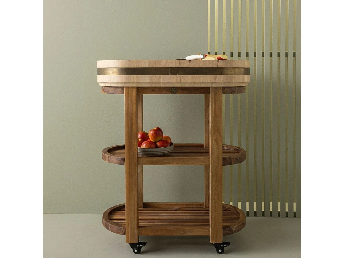 Billot ovale à roulettes en acacia et hévéa massif L76 cm - SALERS