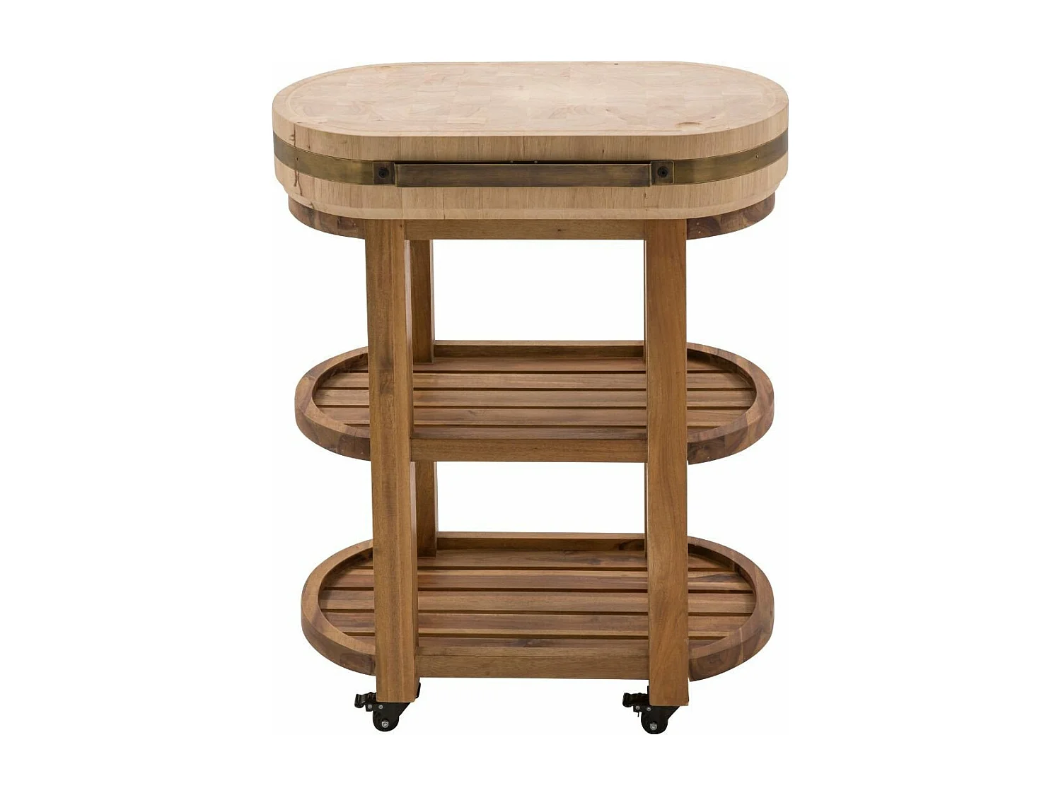 Billot ovale à roulettes en acacia et hévéa massif L76 cm - SALERS