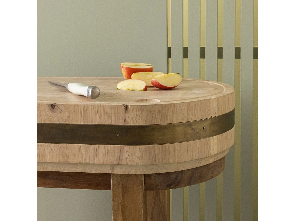 Billot ovale à roulettes en acacia et hévéa massif L76 cm - SALERS