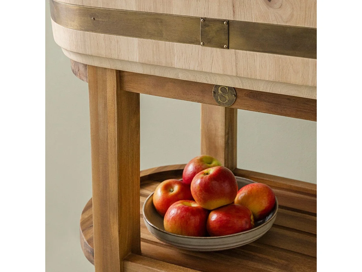 Billot ovale à roulettes en acacia et hévéa massif L76 cm - SALERS