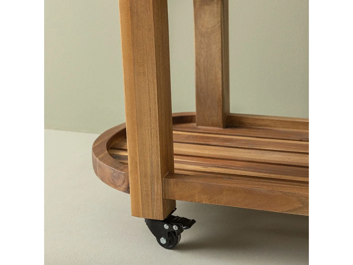 Ovaler Block auf Rollen aus Akazie und massivem Hevea L76 cm - SALERS