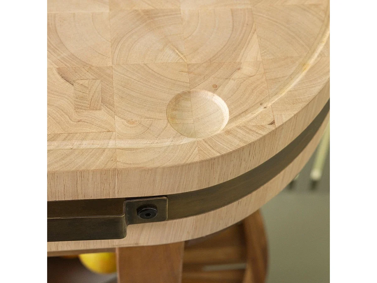 Ovaler Block auf Rollen aus Akazie und massivem Hevea L76 cm - SALERS