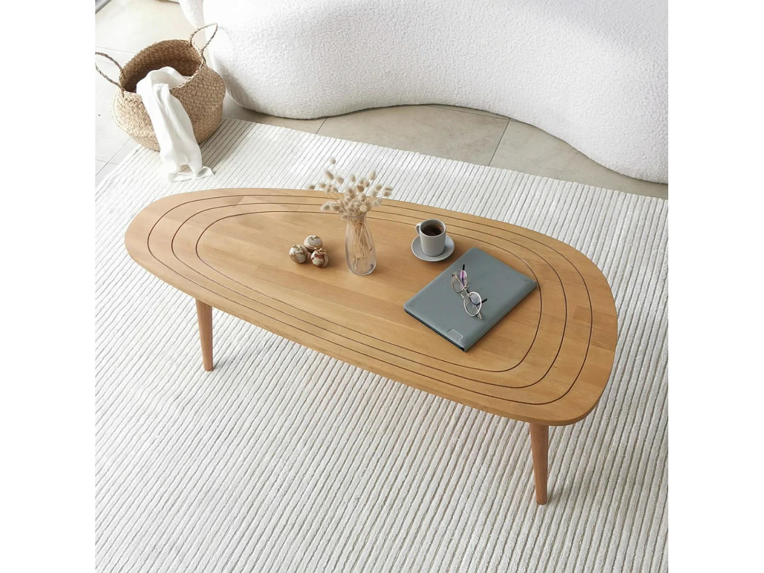 Table basse style teck bois clair RANA