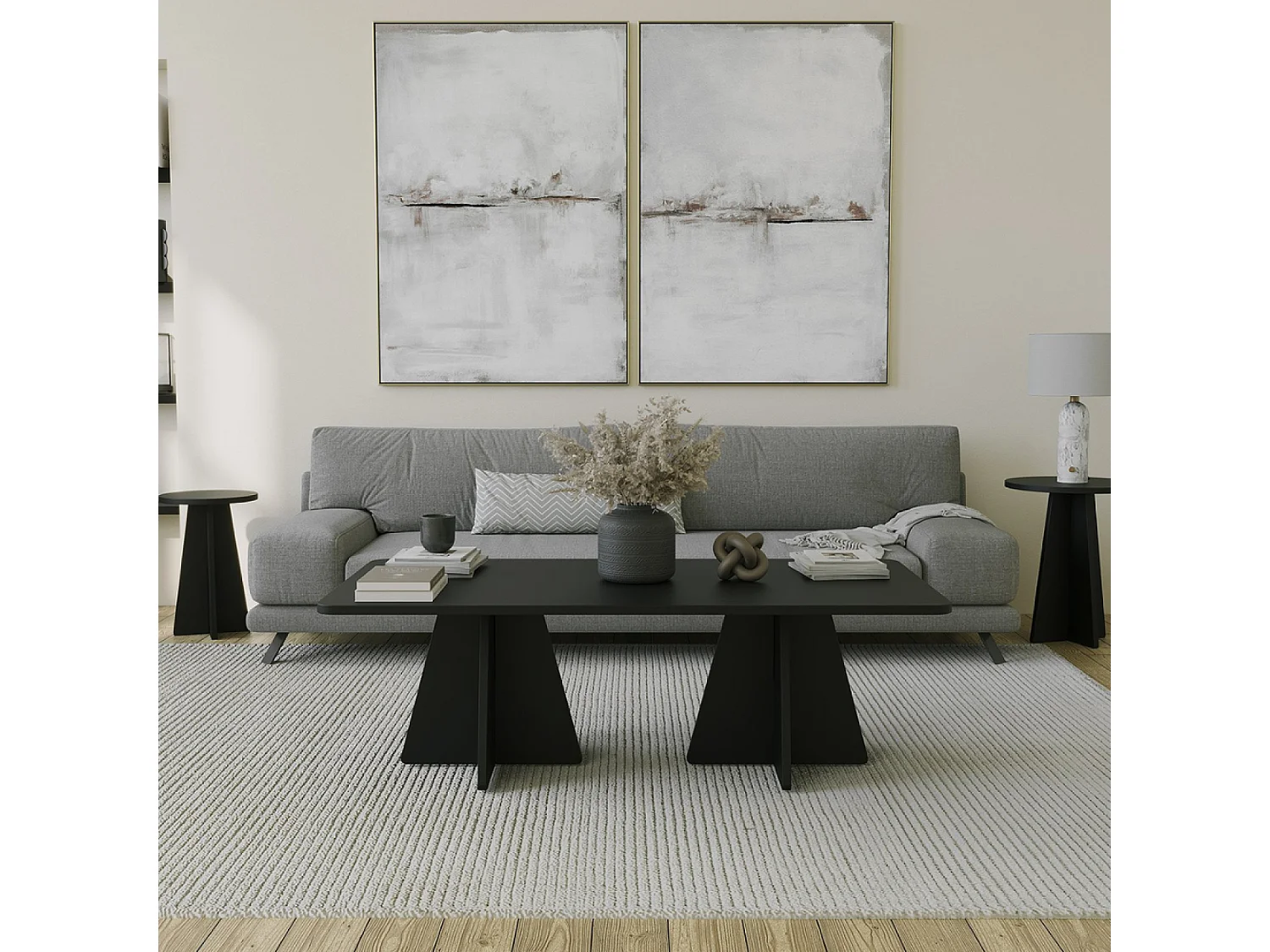 Moderne und elegante schwarze Design-Couchtisch SHAMP mit Aufbewahrung
