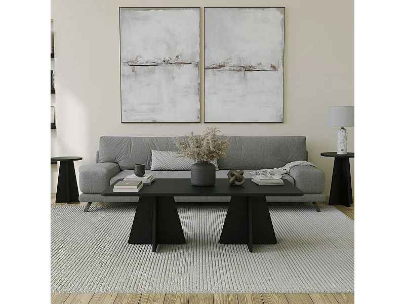 Moderne und elegante schwarze Design-Couchtisch SHAMP mit Aufbewahrung