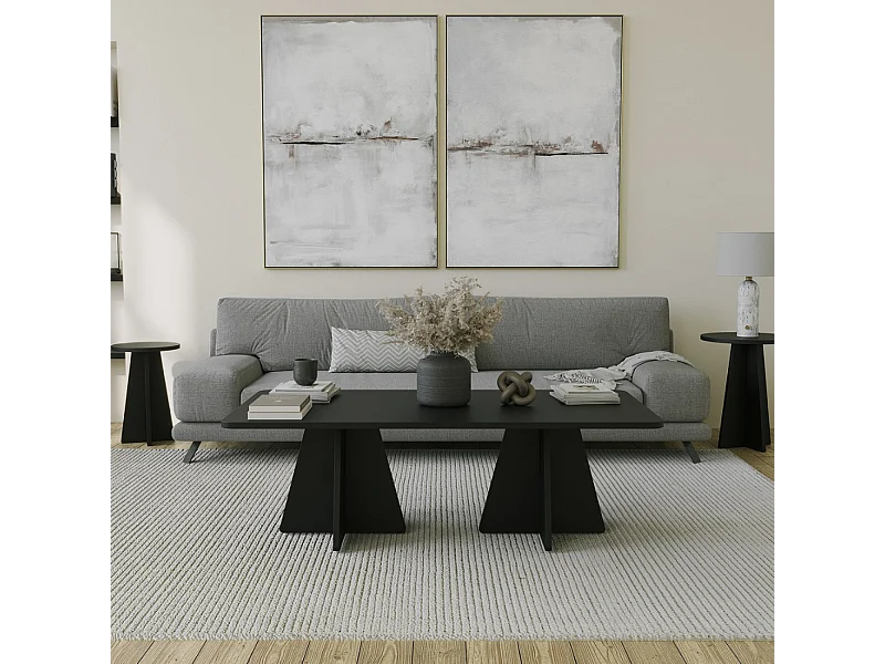 Mesa de centro design preta SHAMP moderna e elegante com arrumação