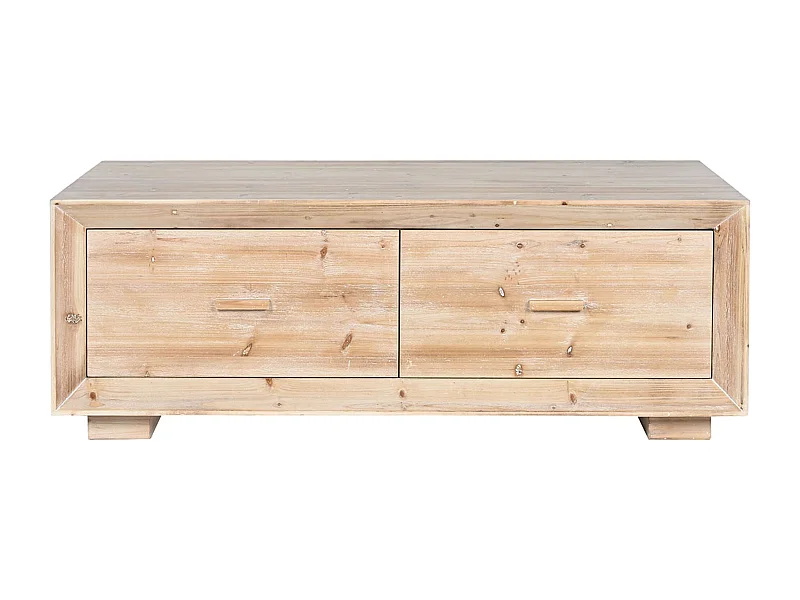 Table basse, table de salon en bois coloris naturel - longueur 130 x profondeur 70 x Hauteur 46 cm
