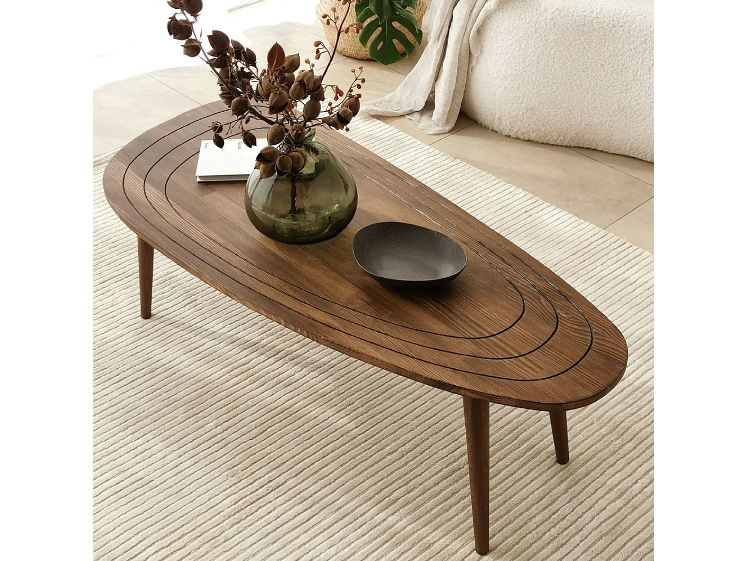 Table basse bois massif en noyer 115cm RANA